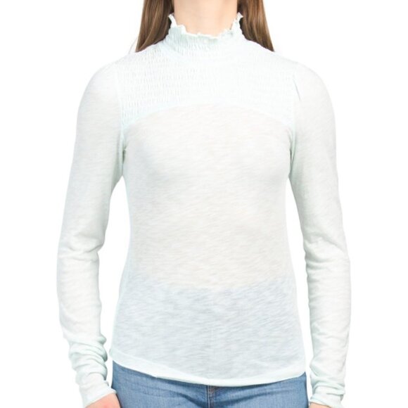 FREE PEOPLE Caroline Long Sleeve Top Romantic Boho Pale Aqua - Picture 3 of 5